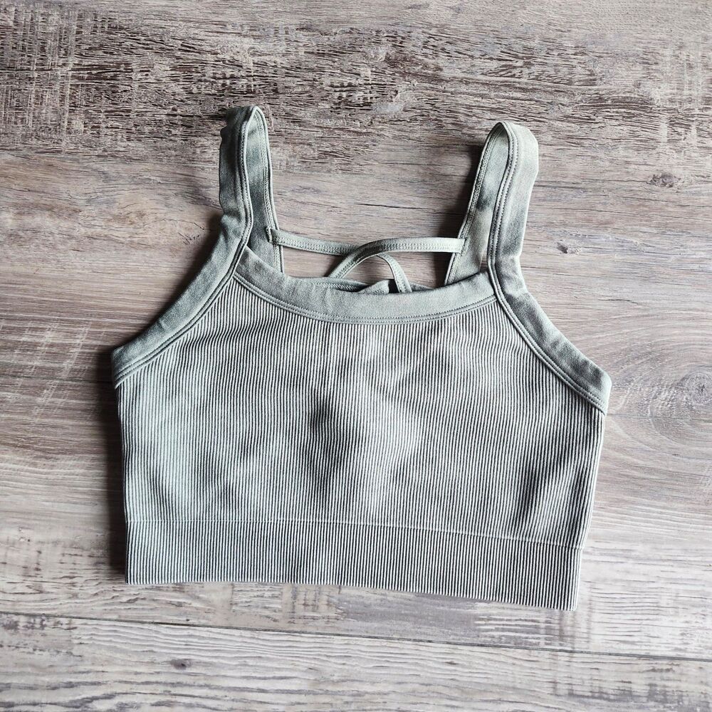 (S) YOGALICIOUS STONE WASH RIBSEAMLESS CLAIRE BRA TANK